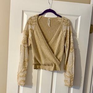 Anthropologie Tan V-Neck Sweater